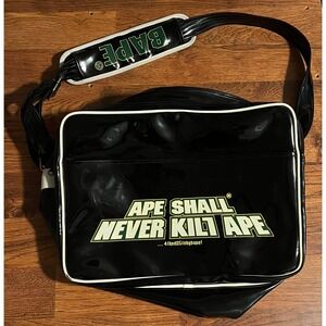 A Bathing Ape BAPE Ape Shall Never Kill Ape Black Vinyl Messenger Bag Crossbody